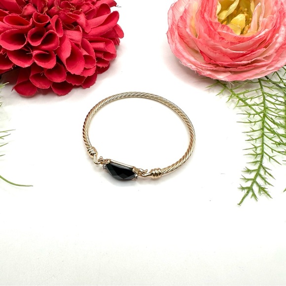 NEW⚜️Black Crystal Rope Twist Bangle Bracelet - Picture 2 of 7